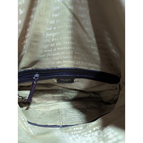 Kate Spade Brown Glossy Leather Shoulder Bag Fold Over Hobo Purse Crossbody - Picture 14 of 15